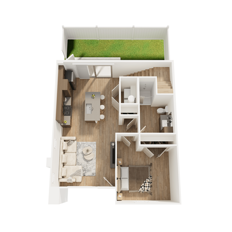 Floor plan for 3 beds, 2 baths, 1215 sqft